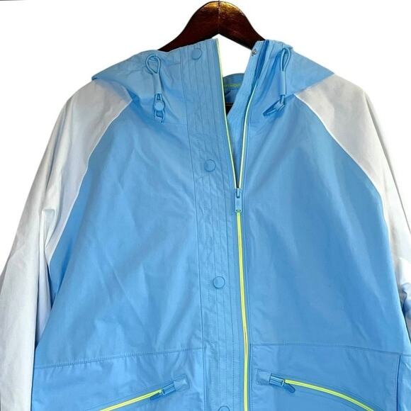 Free People Movement Singin’ in the Rain Packable Rain Jacket Blue White Large - Picture 3 of 13